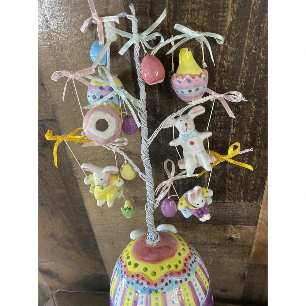 Vintage 90s Porcelain Easter Ornament Tree Whimsical Bunny Chick ~ REPAIR Needed